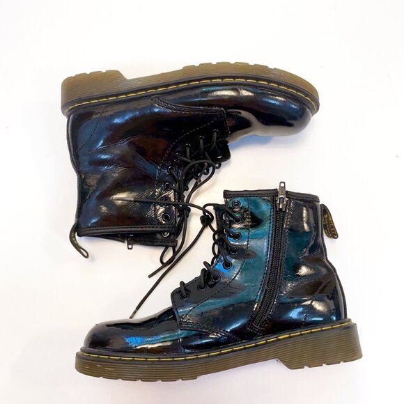 Dr. Martens Delaney Black Patent Combat Boots, Size 4 Men main image 5